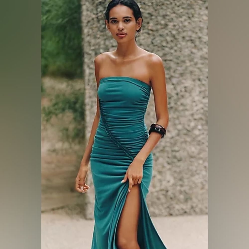 NWT By Anthropologie The Gabbie Strapless Ruched Tube Dress Size Small